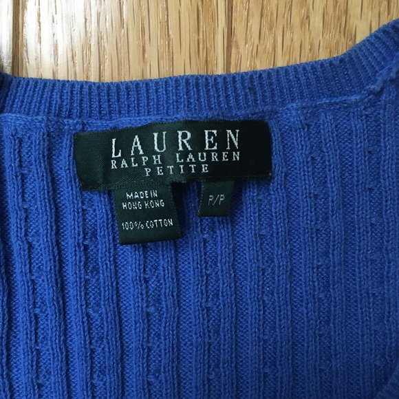 Ralph Lauren  V-Neck Cable Knit Blue Sweater Size P - Picture 3 of 7
